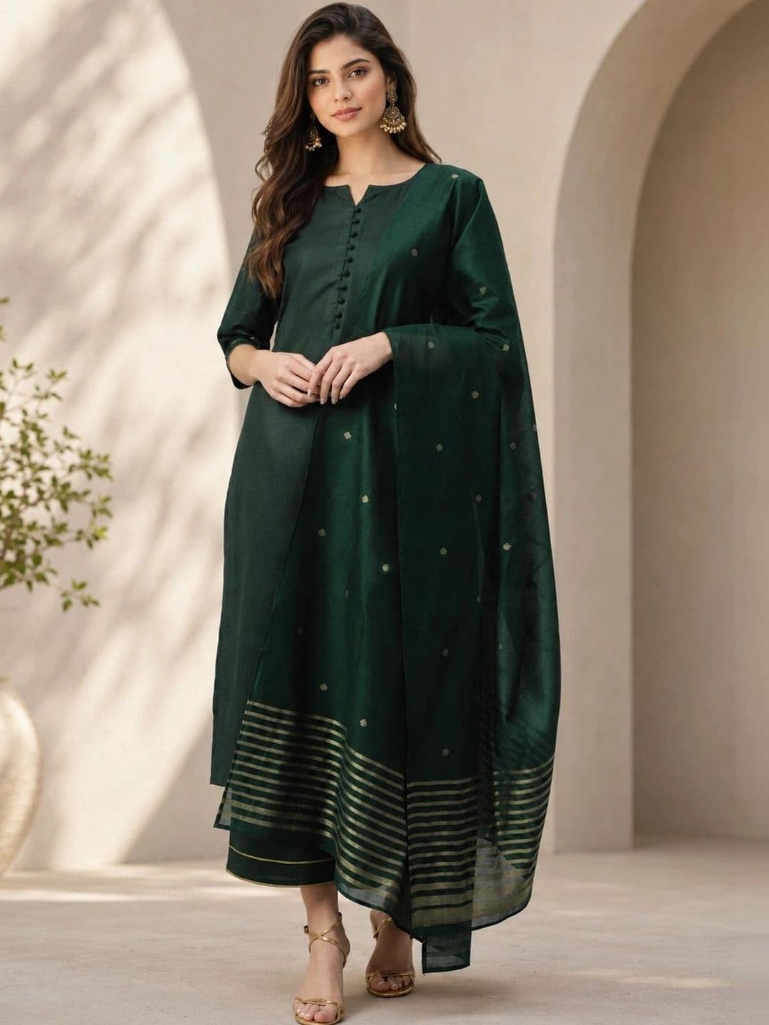 Mogra Designs Women Regular Kurta with Palazzos & With Dupatta - view 1