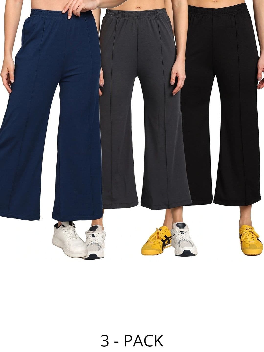 Moda Rapido Women 3 Knitted Cropped Palazzos - view 1