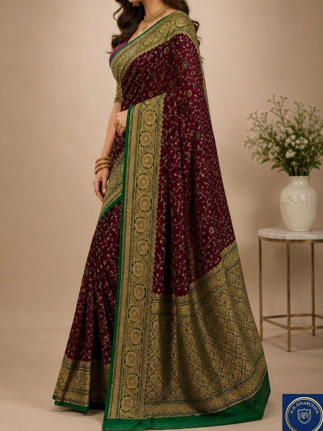 FASHION SENSE Woven Design Zari Satin Banarasi Saree - view 1