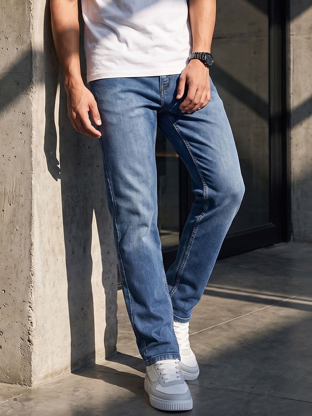 The Roadster Life Co. Men Straight Fit Light Fade Stretchable Jeans - view 1