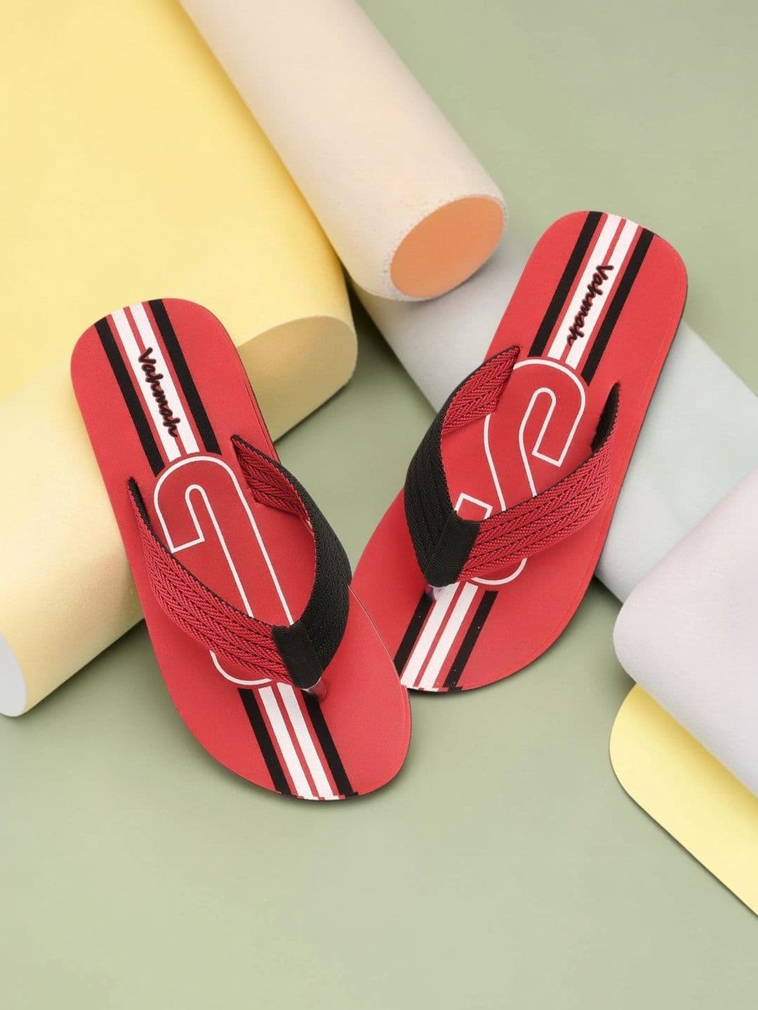 Vahmah Men Striped Thong Flip-Flops - view 1