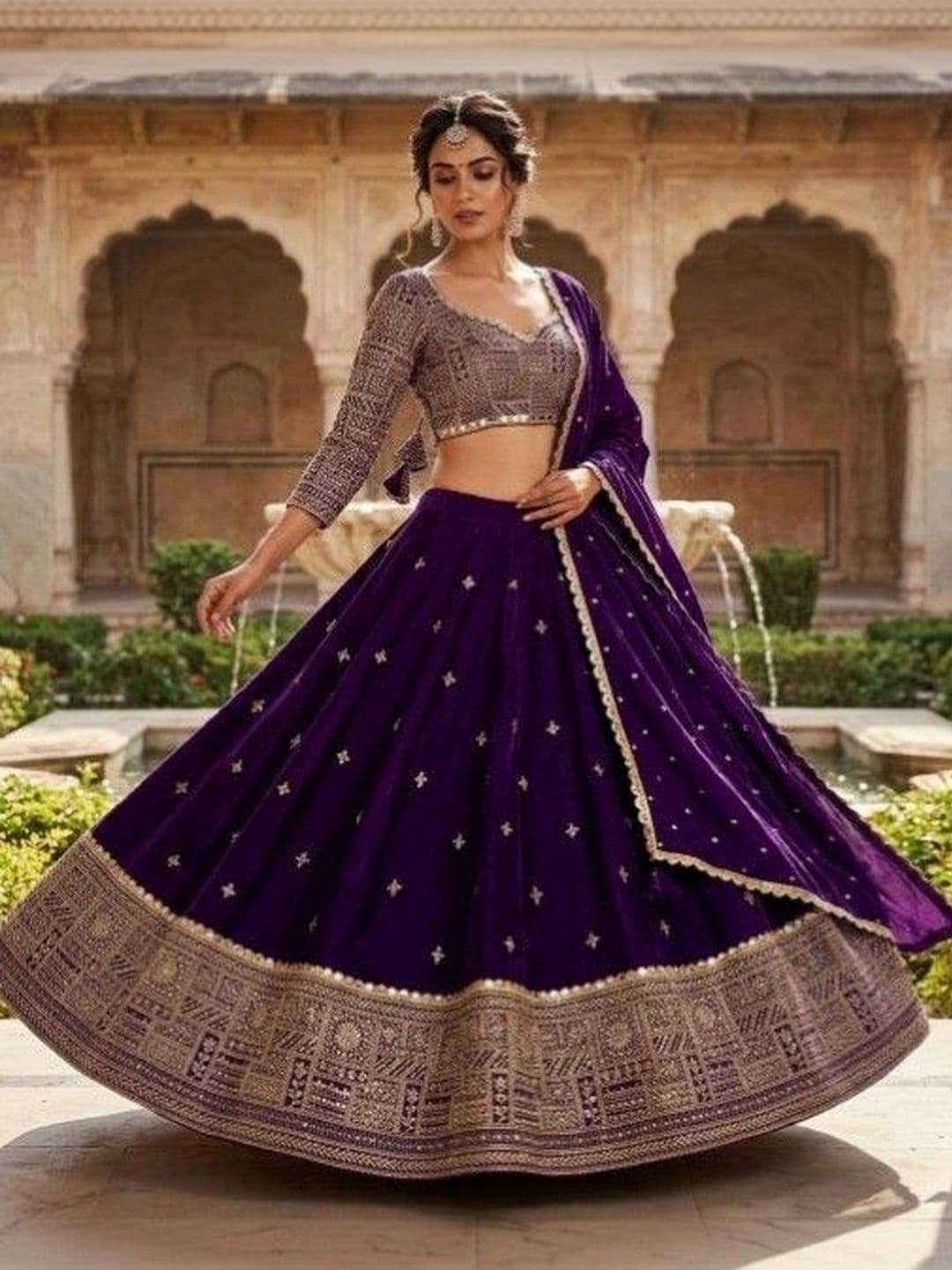 SHREEJI FAB Embellished Unstitched Lehenga & Blouse With Dupatta - view 1
