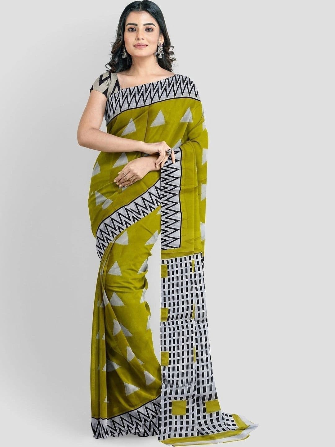 alkaa fashion Linen Blend Saree - view 1