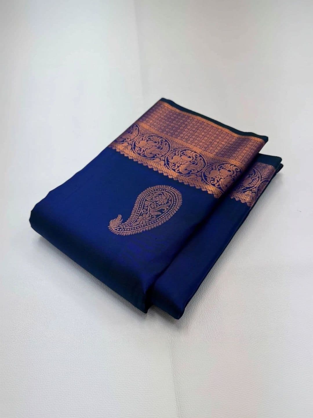 Moda Rapido Paisley Zari Silk Blend Fusion Mysore Silk Saree - view 1