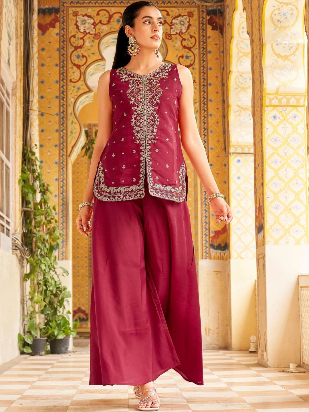 Tikhi Imli Embroidered Tunic with Palazzos - view 1