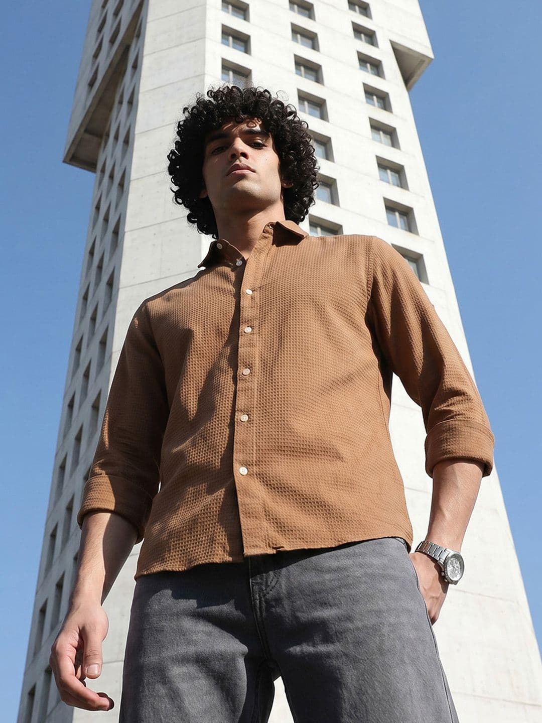 The Roadster Life Co. Self Design Textured Pure Cotton Casual Shirt - view 1