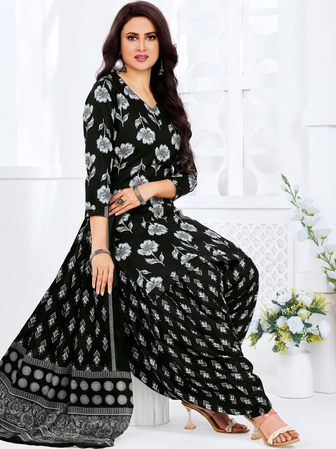 Simmu Printed Pure Cotton Unstitched Dress Material - view 1