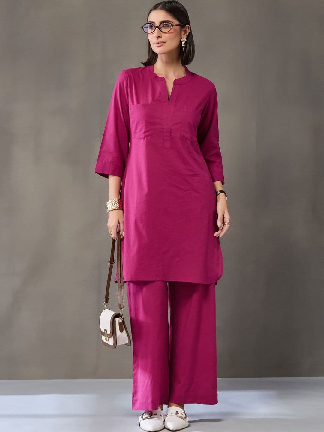 Navibhu Structured Women Regular Pure Cotton Kurta with Palazzos - view 1