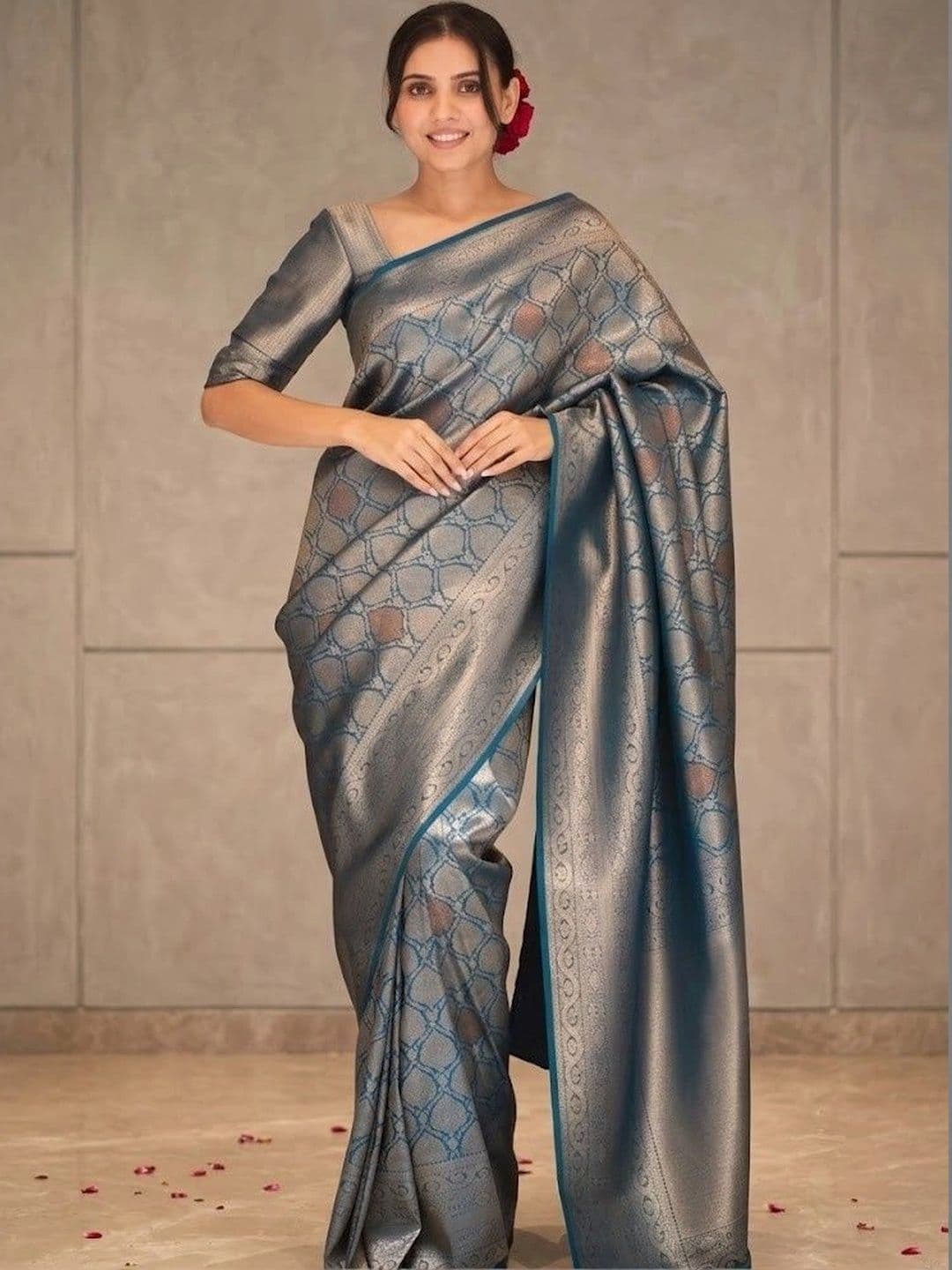RUTVA FASHION Woven Design Zari Art Silk Banarasi Saree - view 1