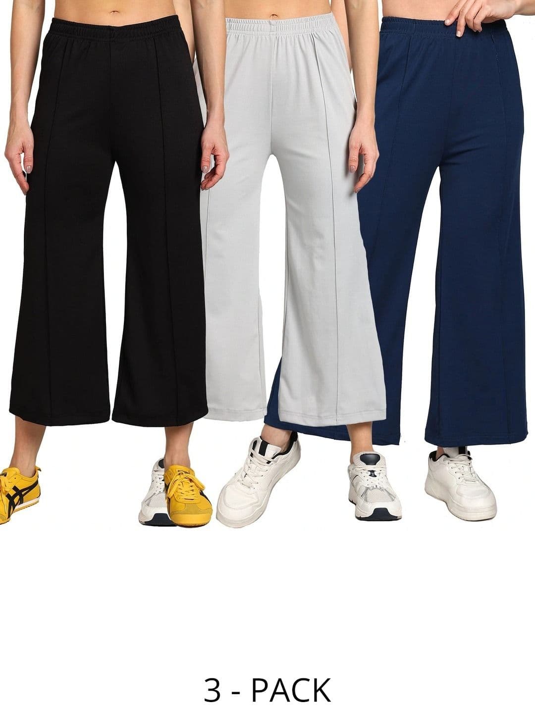 Moda Rapido Women 3 Knitted Cropped Palazzos - view 1