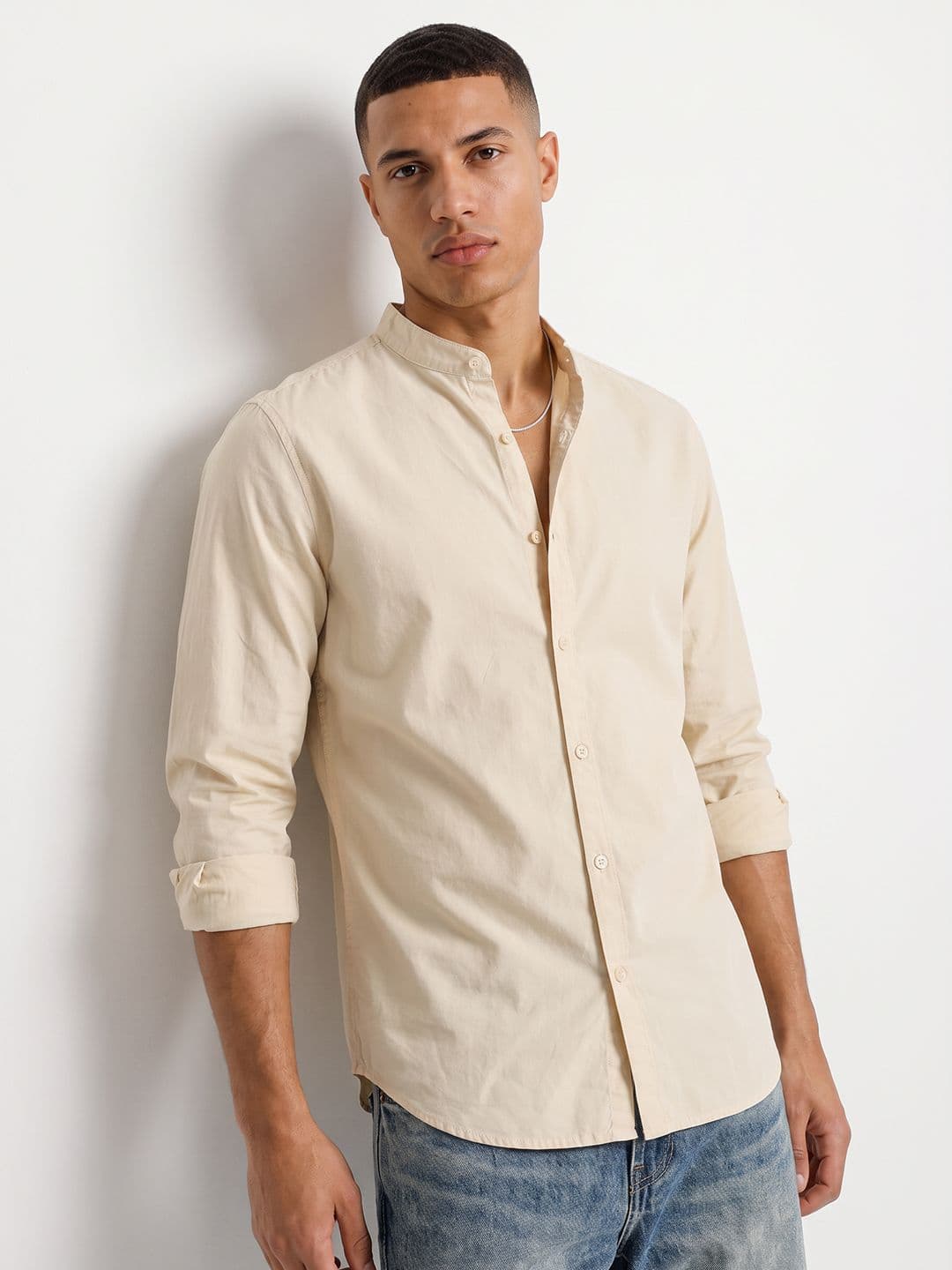The Roadster Life Co. Band Collar Pure Cotton Casual Shirt - view 1