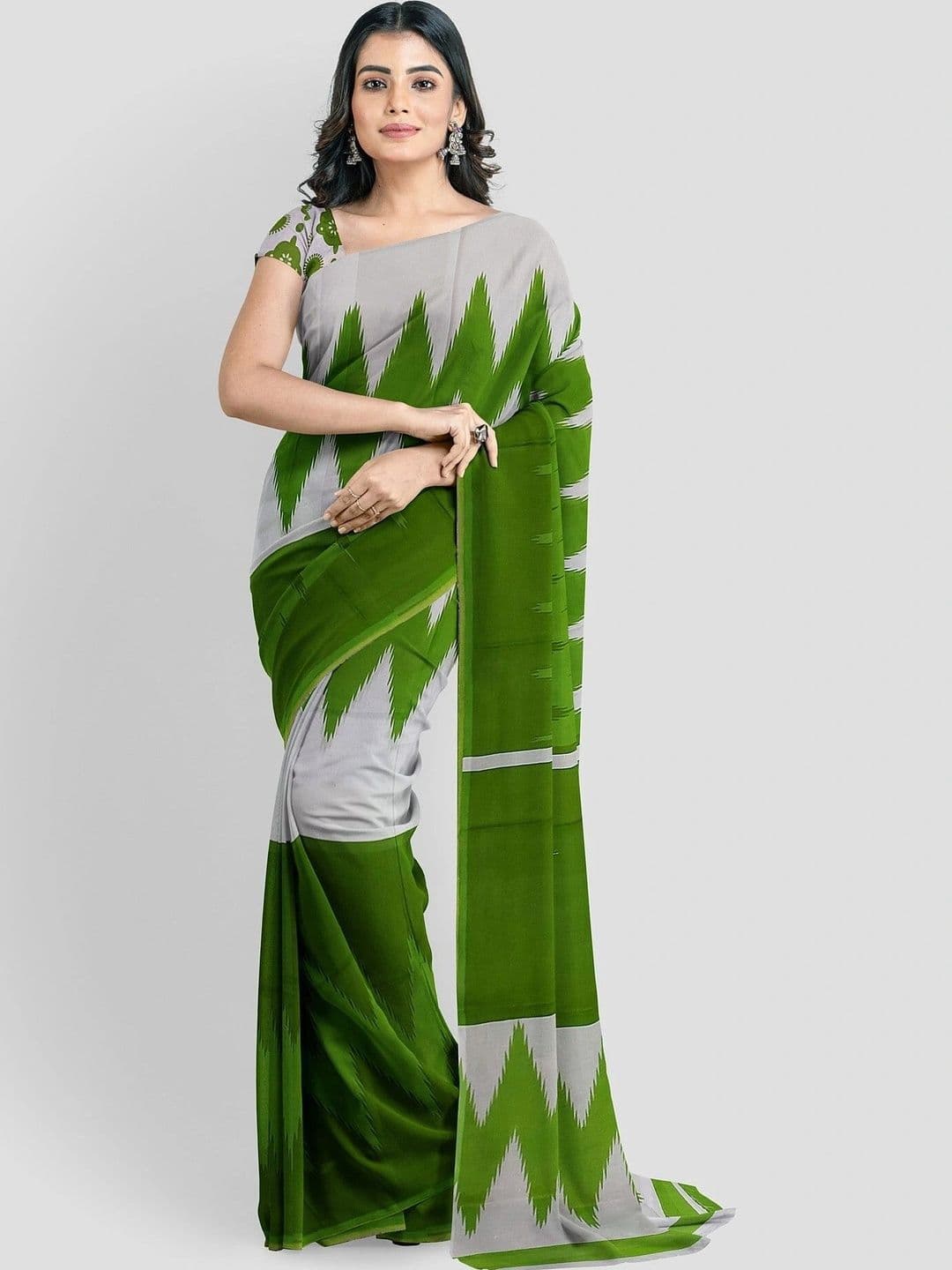alkaa fashion Woven Design Linen Blend Saree - view 1