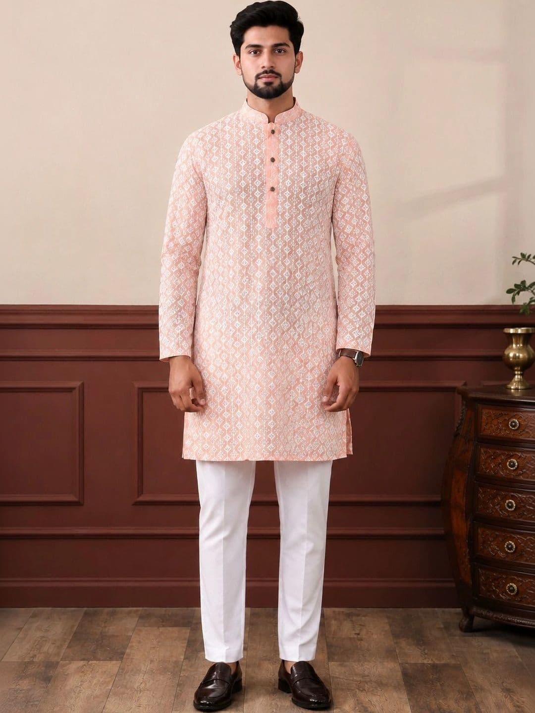 CHIRASVI Men Embellished Chikankari Kurta - view 1