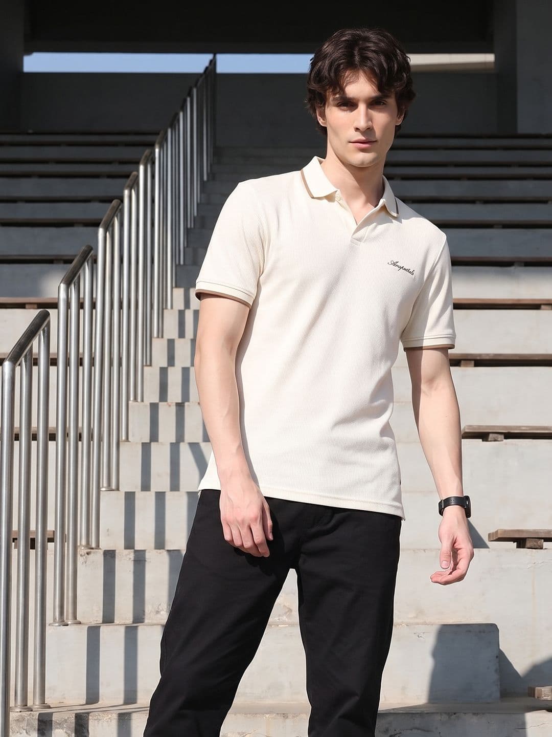 Aeropostale Self Design Polo Collar Pure Cotton T-shirt - view 1