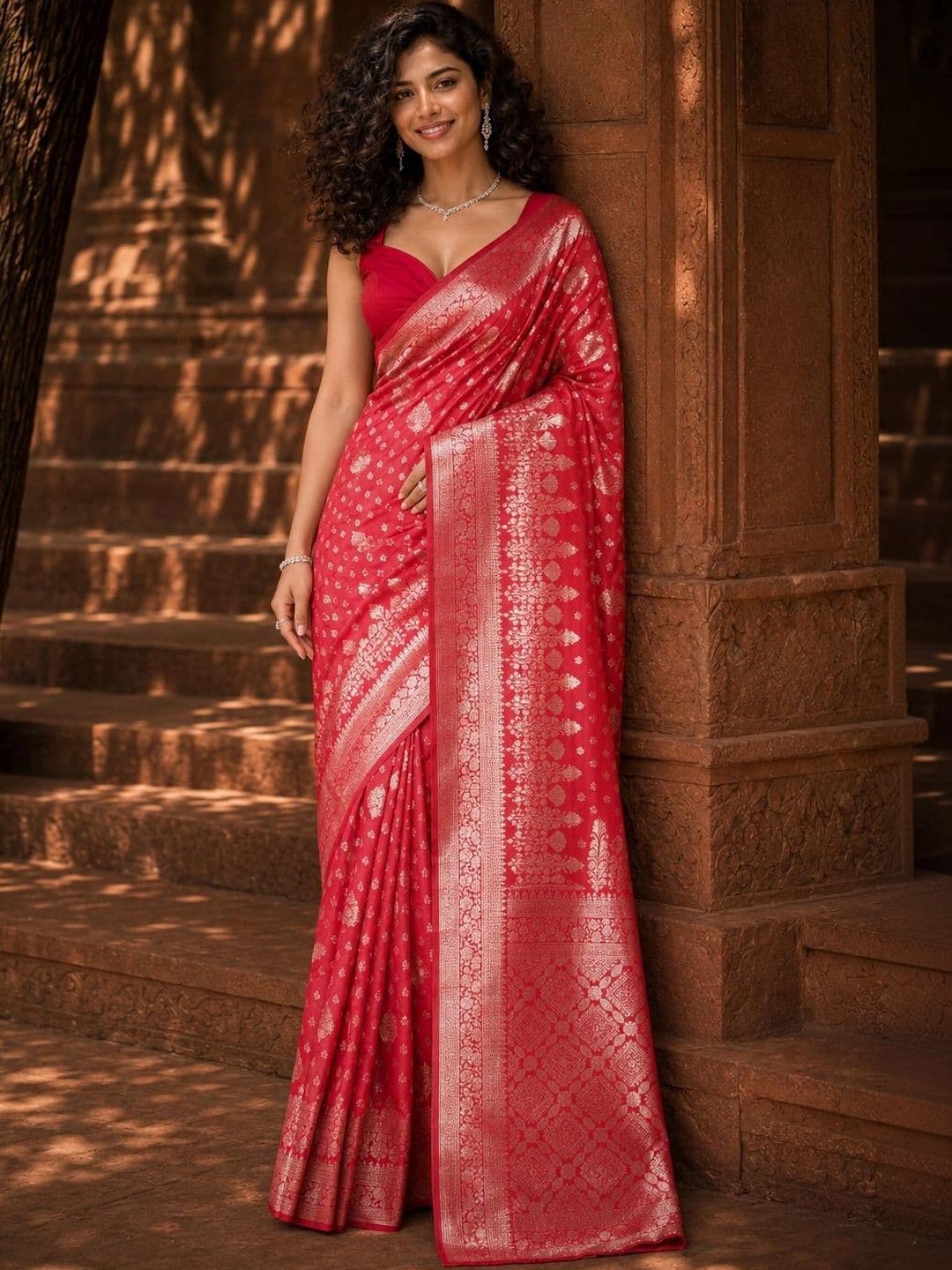 Durga Textile Paisley Zari Silk Blend Designer Banarasi Saree - view 1