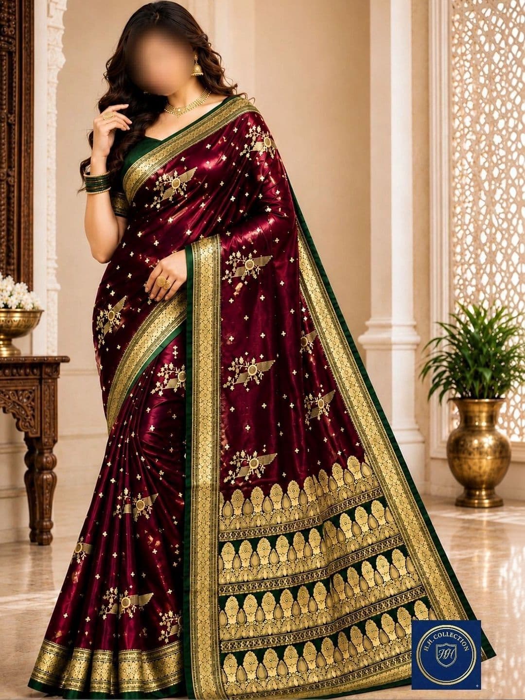 FASHION SENSE Woven Design Zari Satin Banarasi Saree - view 1