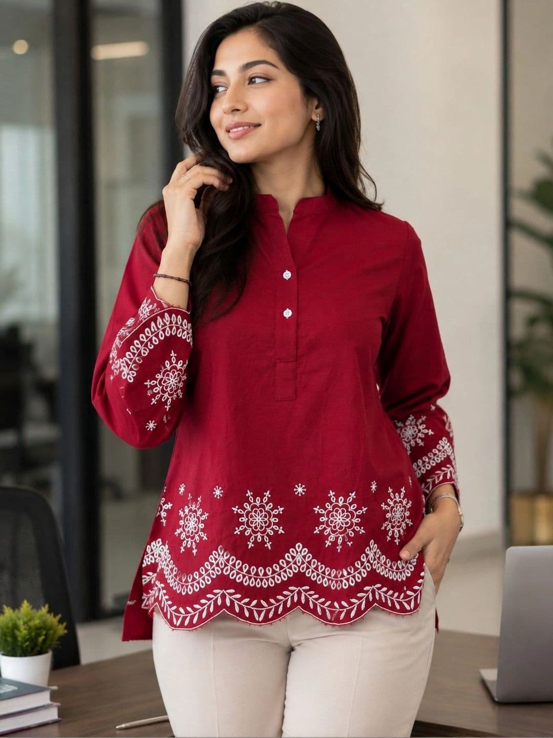 Tzelynn Women Ethnic Motifs Embroidered Thread Work Kurta - view 1