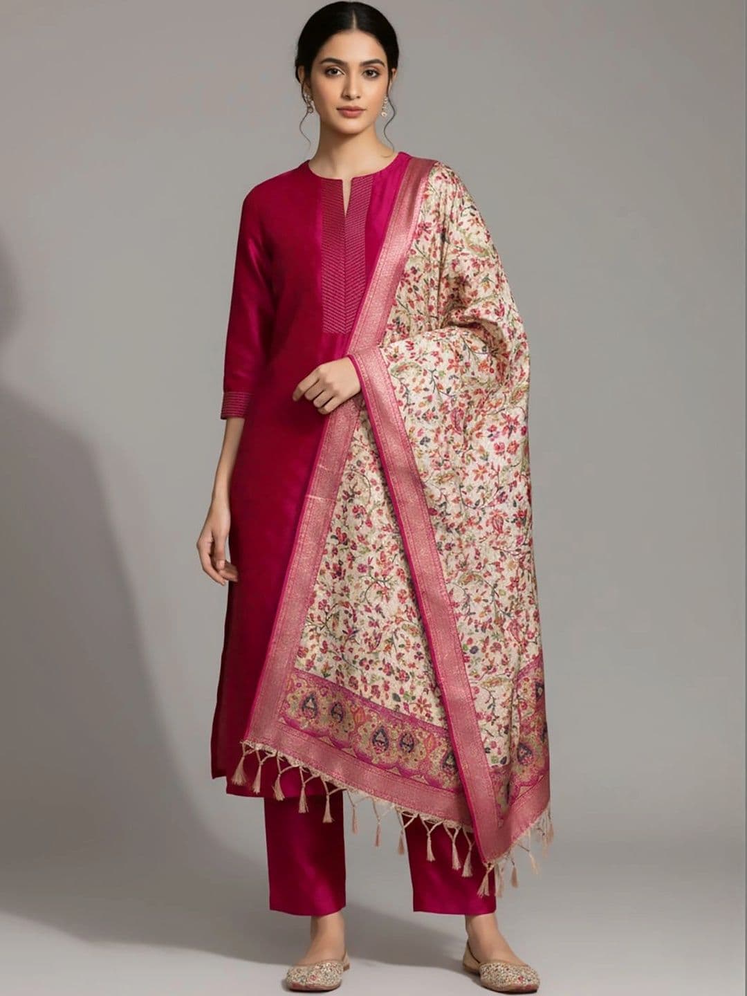 Navibhu Structured Women Kurta with Trousers With Dupatta - view 1