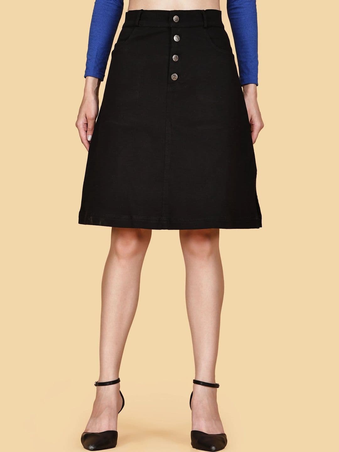 Chemistry Women Denim Knee Length A-Line Skirt - view 1