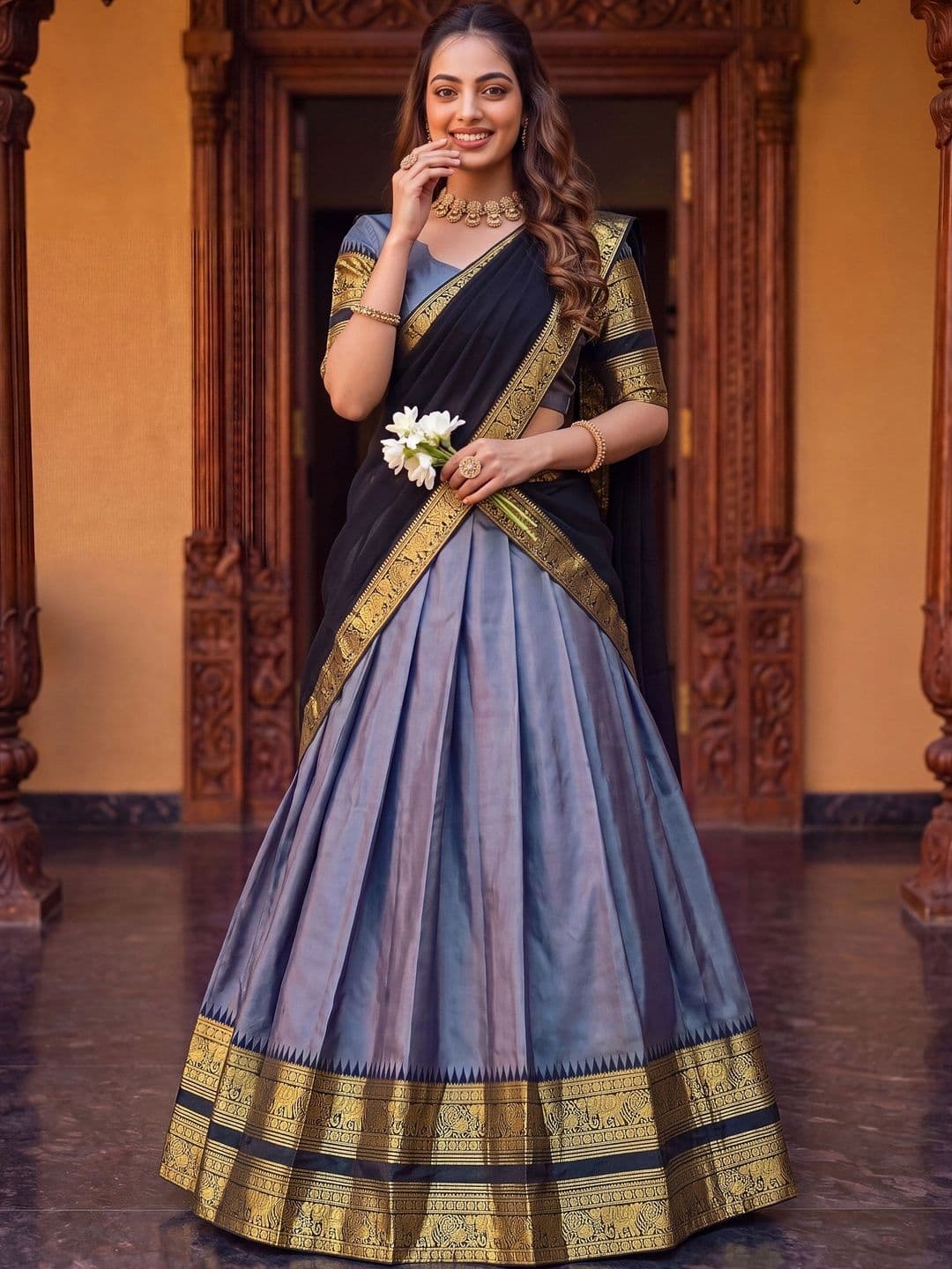 GULDORI Ready to Wear Lehenga & Unstitched Blouse With Dupatta - view 1