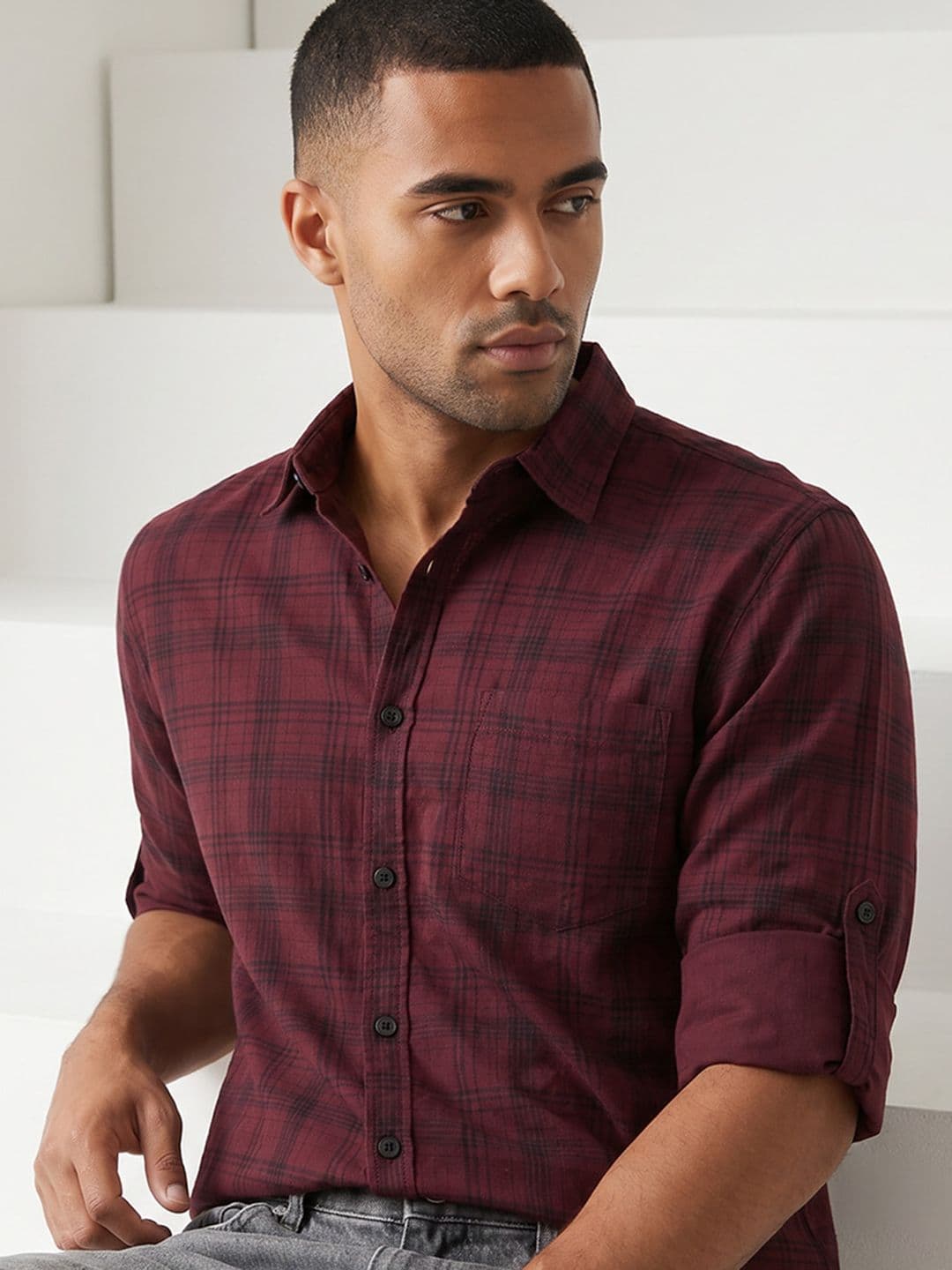 Roadster Life Co. Soft Touch Twill Plaid Casual Shirt - view 1