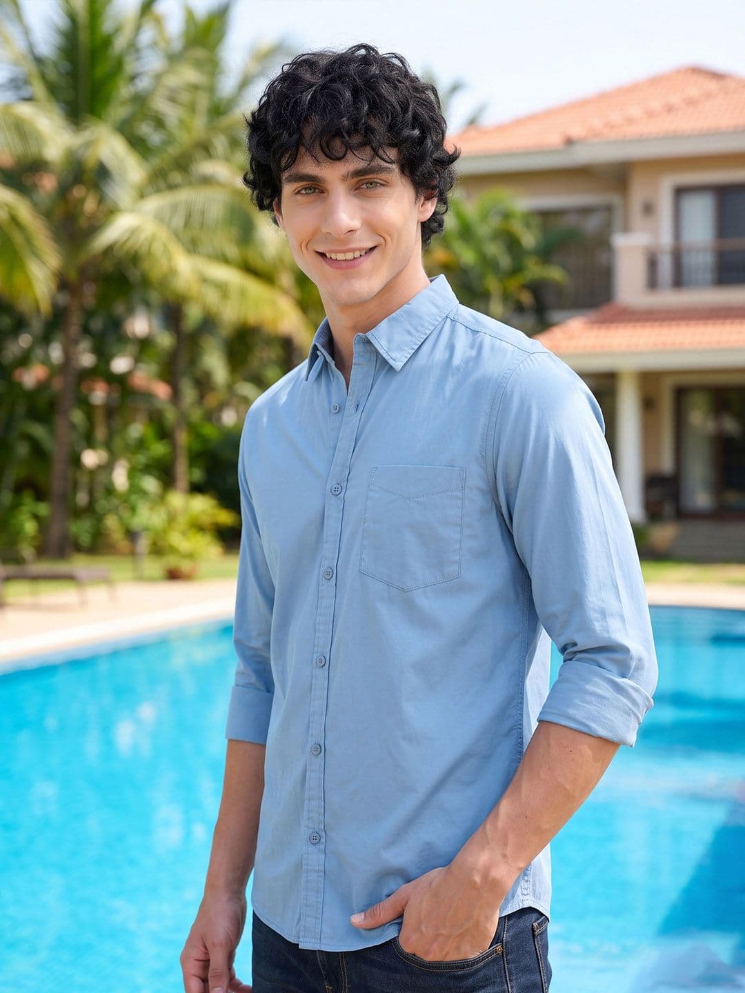 HERE&NOW Men Regular Fit Peach Premium Cotton Casual Shirt - view 1