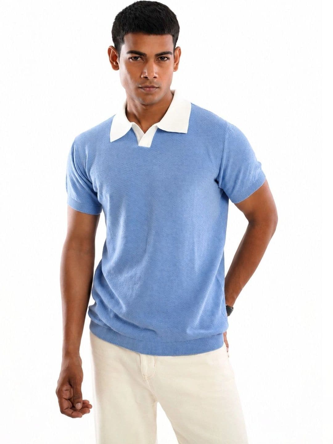 DOPPEY Men Polo Collar Slim Fit T-shirt - view 1