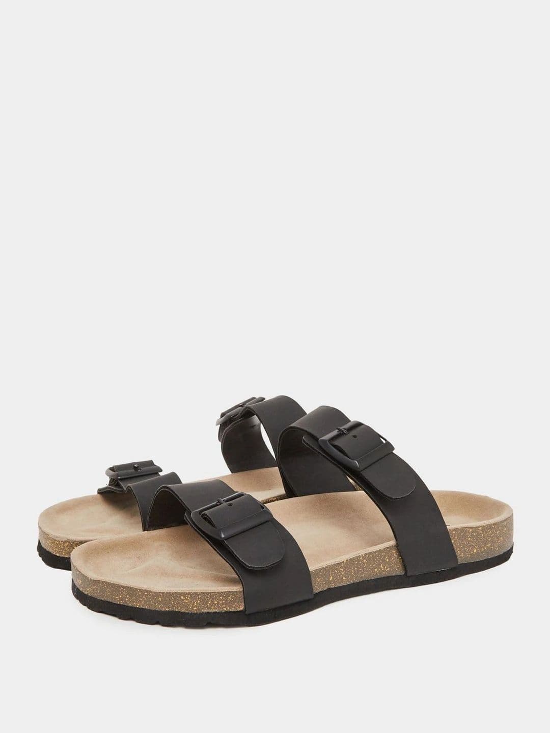 Styli Men Black Open-Toe Slip-On Comfort Sandals - view 1