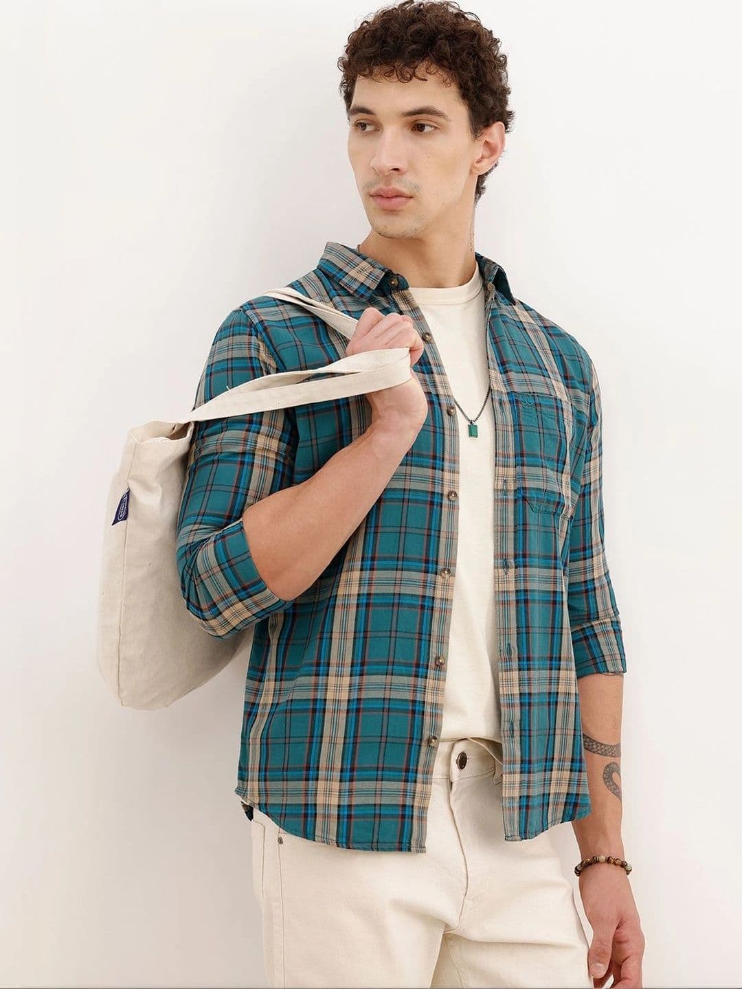 WROGN Men Tartan Checks Checked Casual Shirt - view 1
