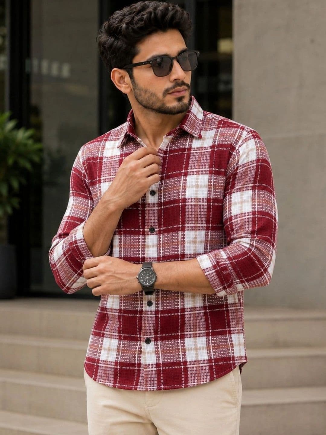 TUSHREE BOUTIQUE Men Classic Tartan Checks Checked Casual Shirt - view 1