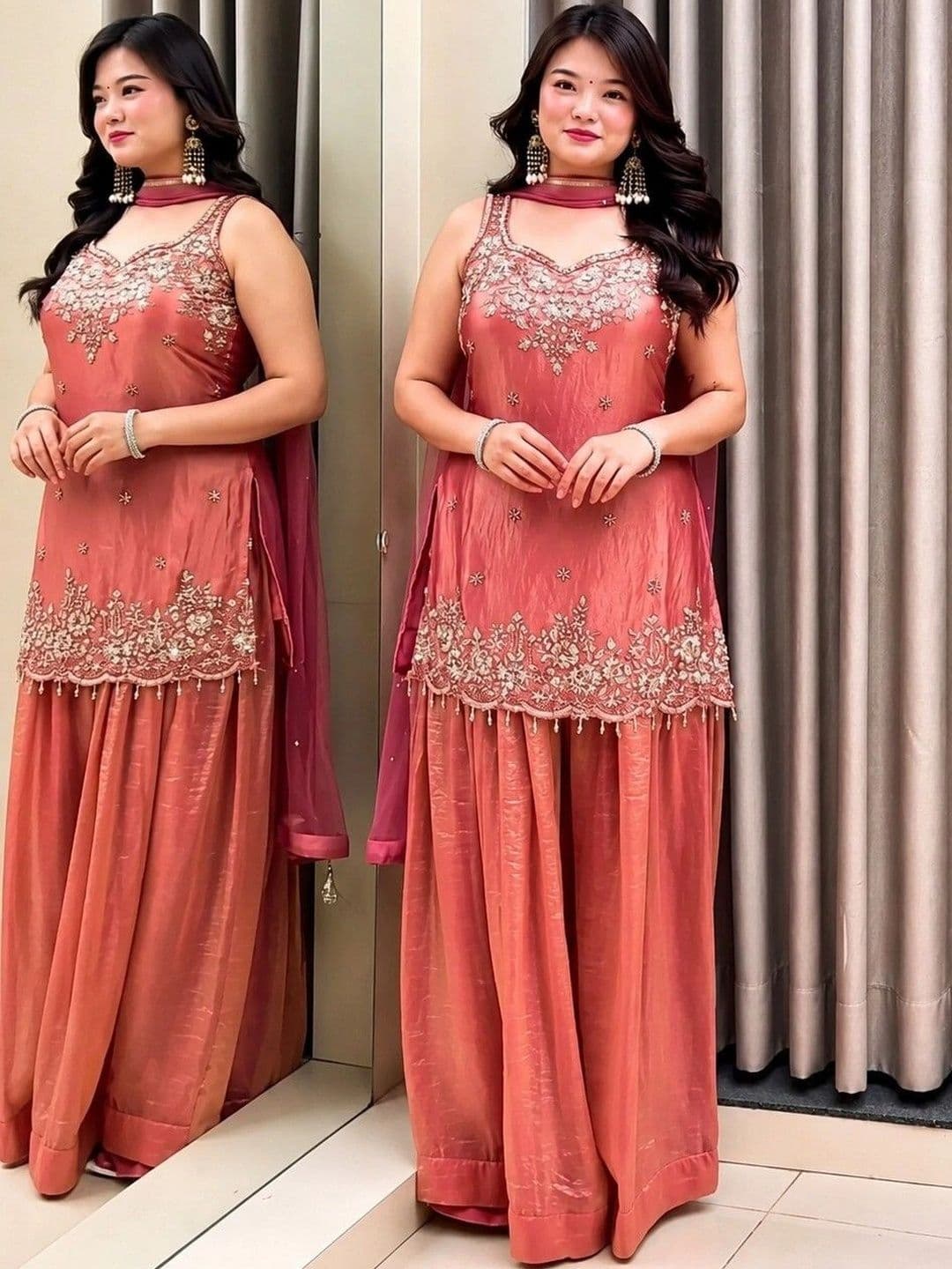 Morang Women Ethnic Motifs Embroidered Regular Thread Work Kurta with Sharara & With Dupatta - view 1