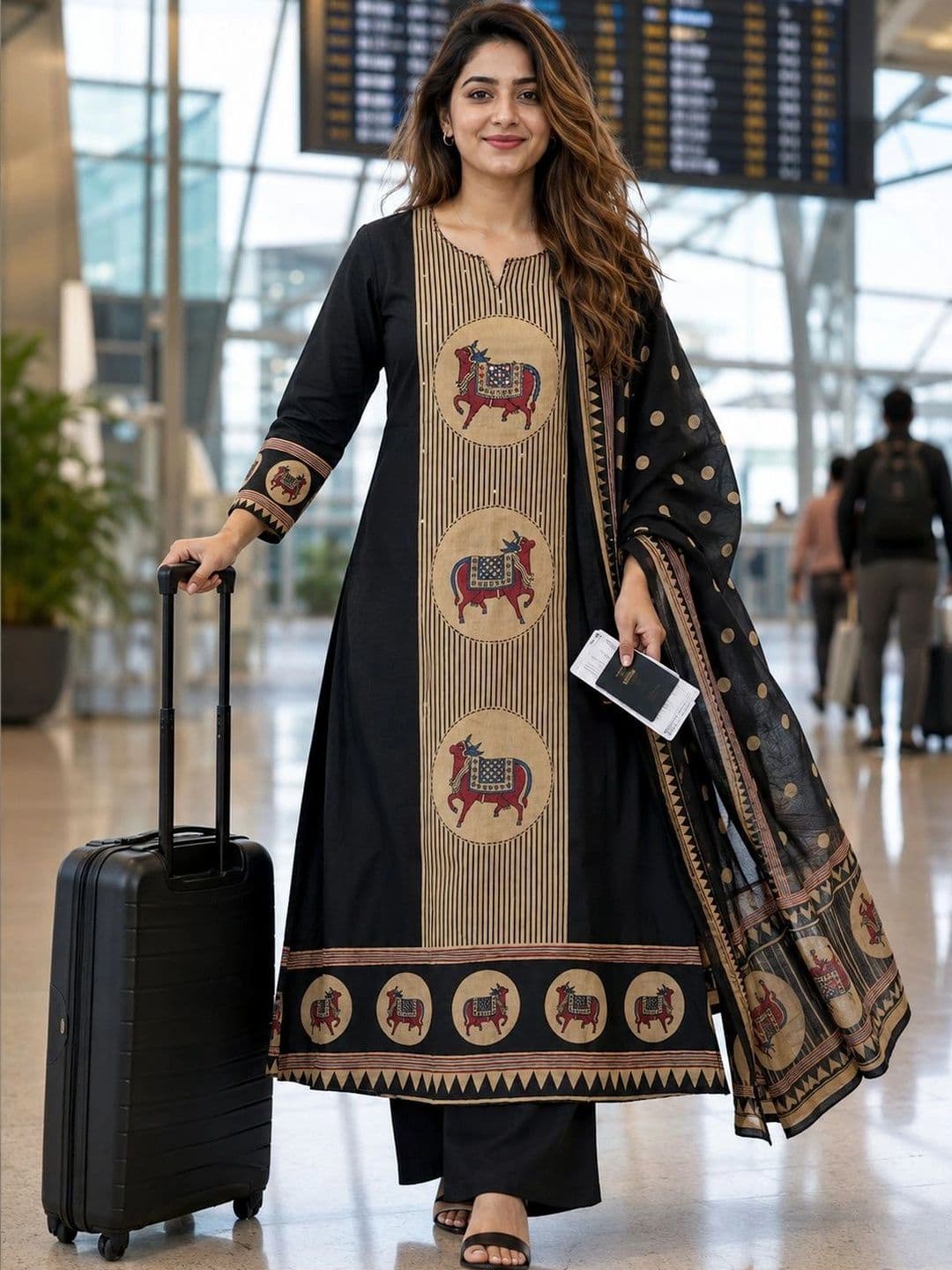 Berrylicious Women Ethnic Motifs Printed Regular Pure Cotton Kurta with Palazzos & With Dupatta - view 1