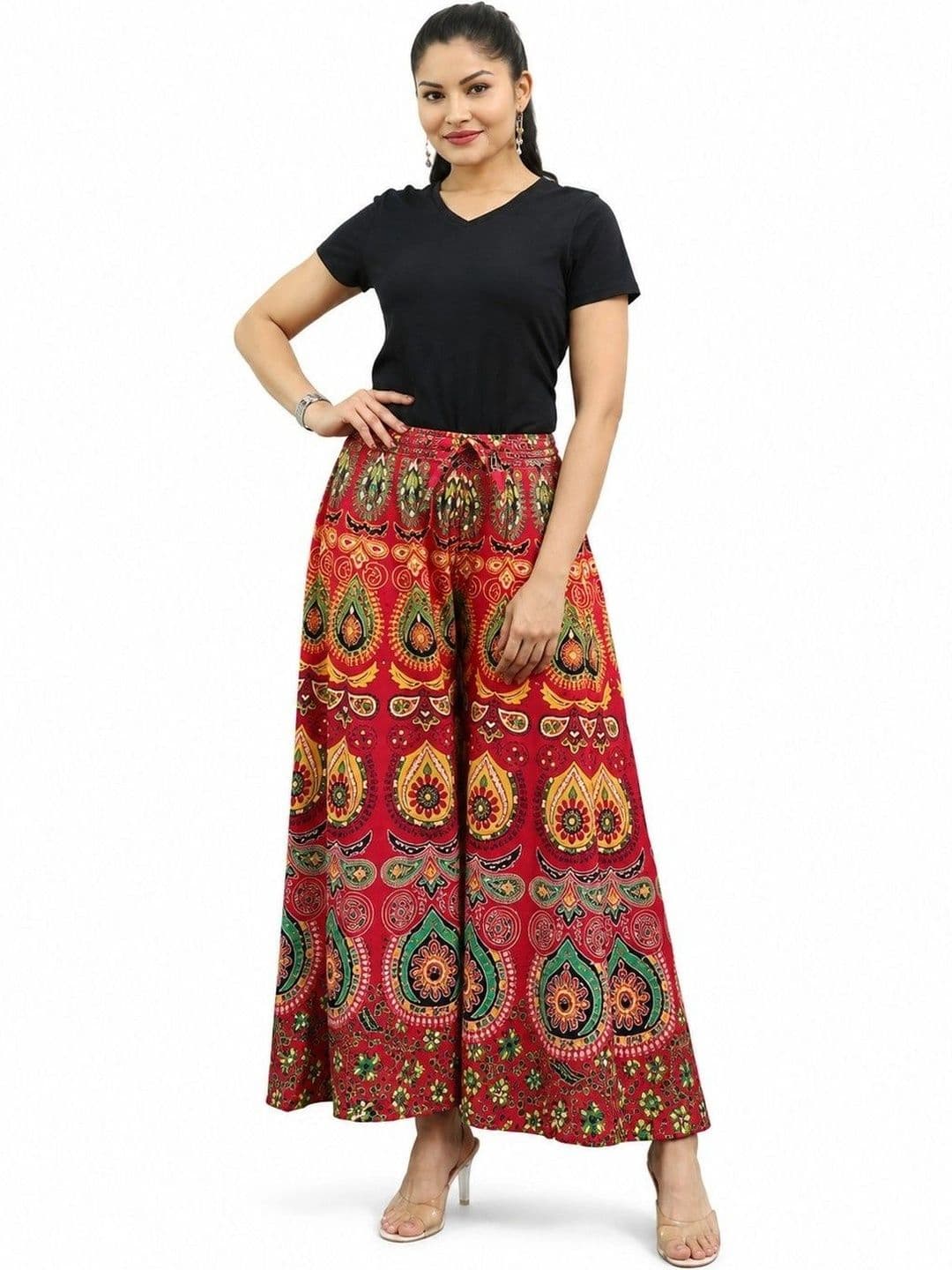 OUTER WEAR AYAM EXPORTS Women Ethnic Motifs Printed Knitted Ethnic Palazzos - view 1