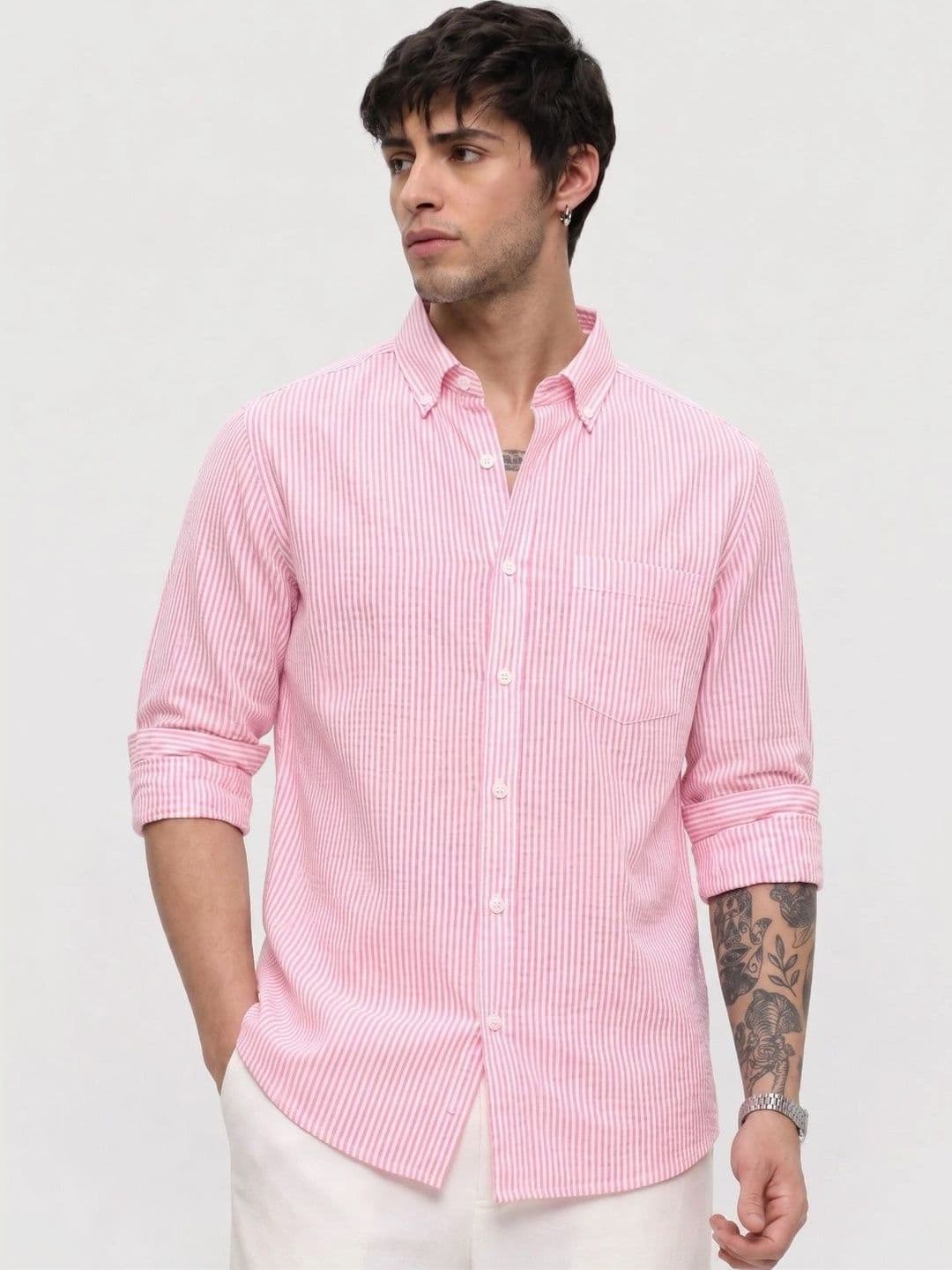 HENSHIKA Men Standard Striped Casual Shirt - view 1