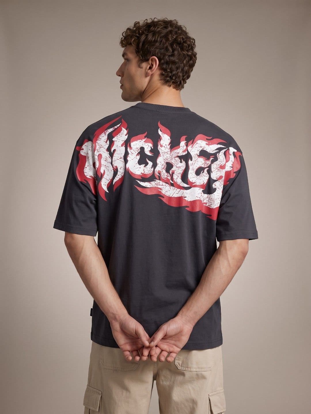 glitchez Disney Mickey Mouse Printed Drop-Shoulder Sleeves Oversized T-shirt - view 1