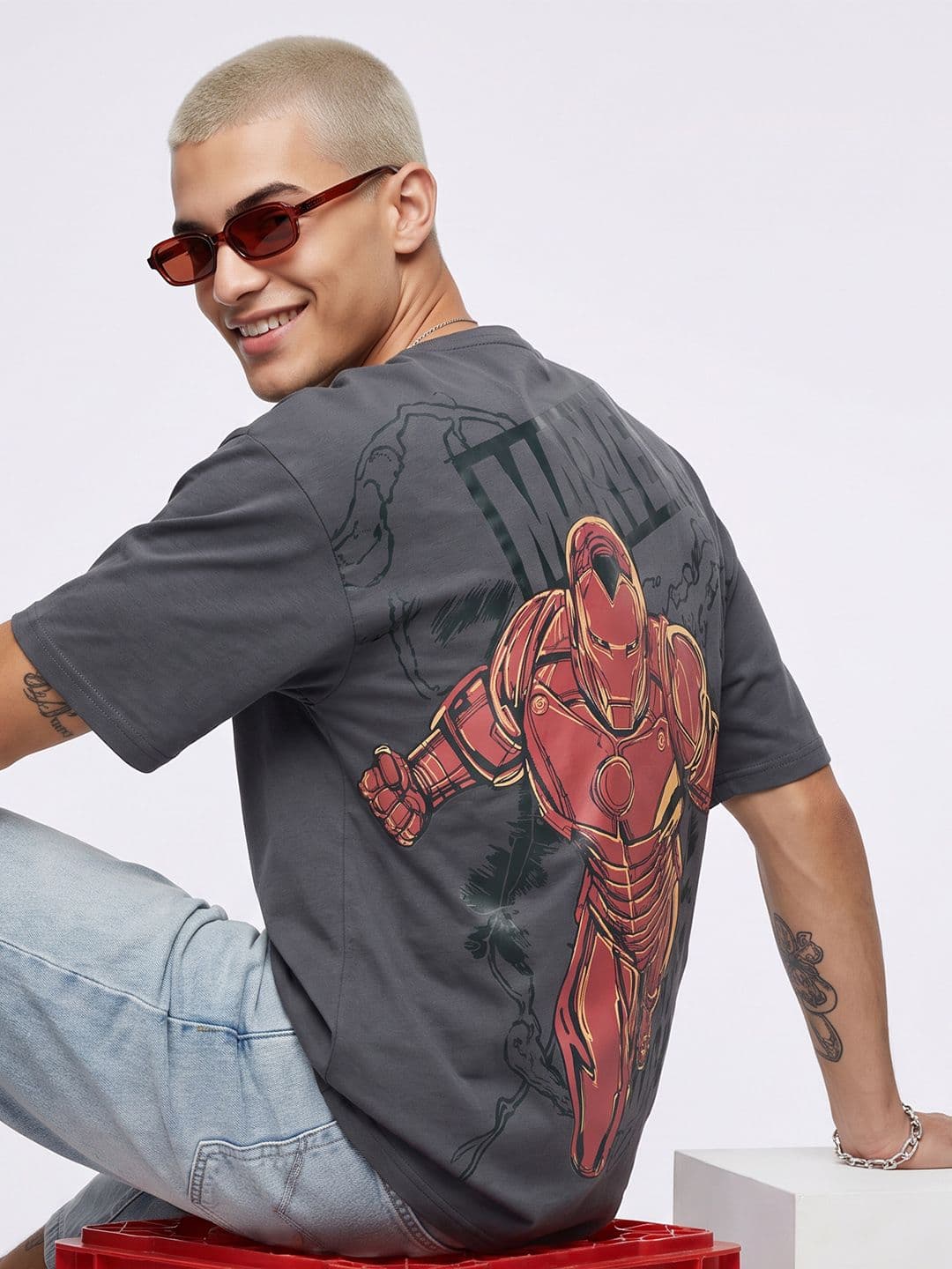 Kook N Keech Oversized Iron-Man Graphic Printed Pure Cotton T-shirt - view 1