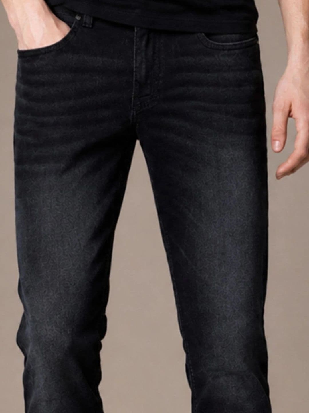 BREXX Men Jean Slim Fit Mid-Rise Light Fade Printed Stretchable Jeans - view 1