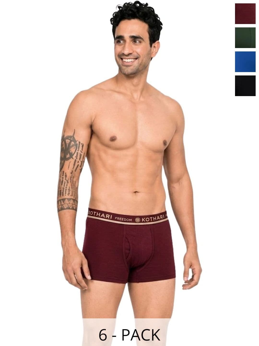 Kothari Pack of 6 Cotton Assorted Solid Trunks - view 1