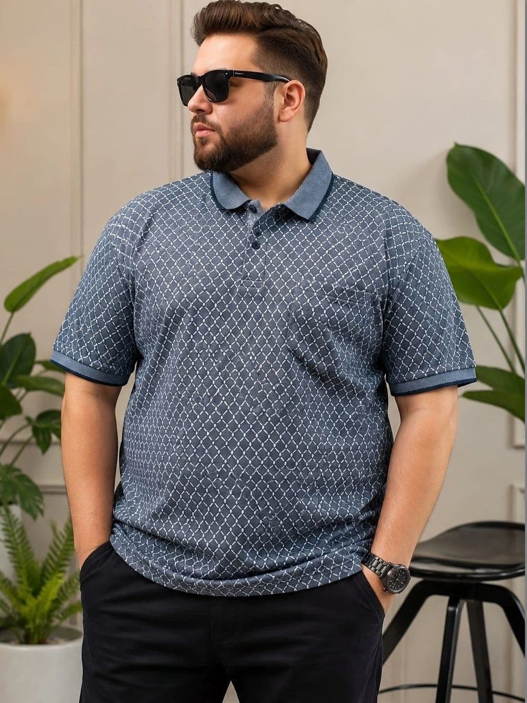 AUSTIVO Men Printed Polo Collar Pockets T-shirt - view 1