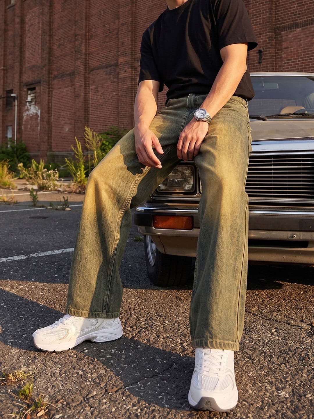 The Roadster Life Co. Men Wide Leg Heavy Fade Pure Cotton Jeans - view 1