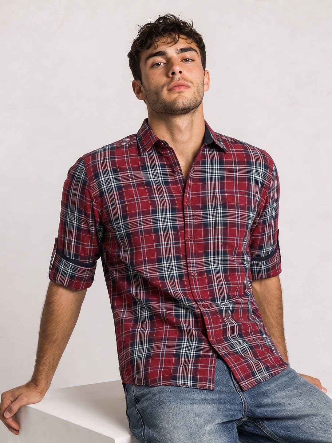 Roadster Life Co. Soft Touch Twill Plaid Casual Shirt - view 1