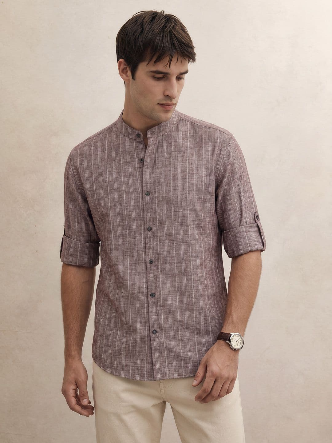 THE SHIRT CODE Vertical Striped Casual Shirt - view 1
