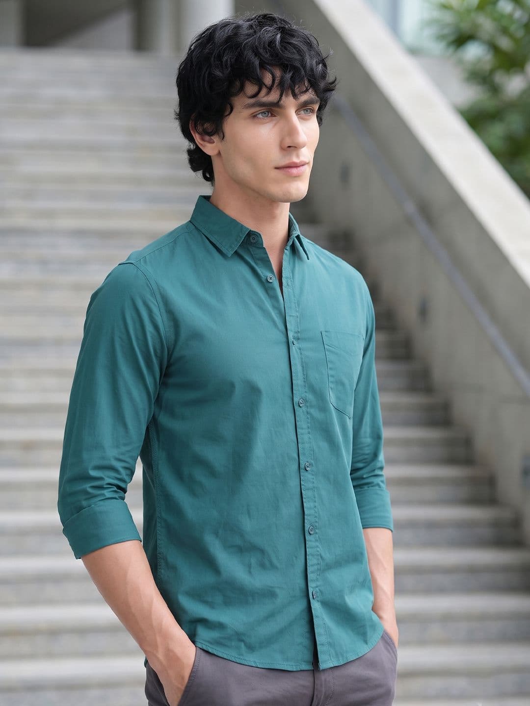 HERE&NOW Men Regular Fit Peach Premium Cotton Casual Shirt - view 1