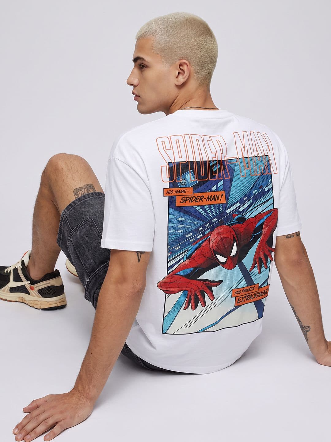 Kook N Keech Oversized Spider-Man Graphic Printed Pure Cotton T-shirt - view 1