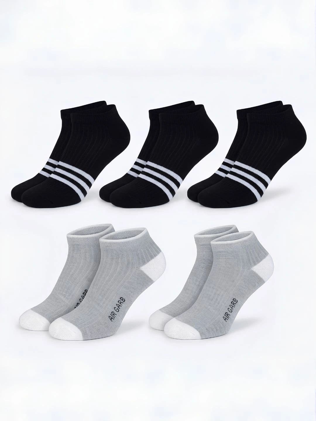 AIR GARB Unisex Pack of 5 Cotton Striped Ankle Length Socks - view 1