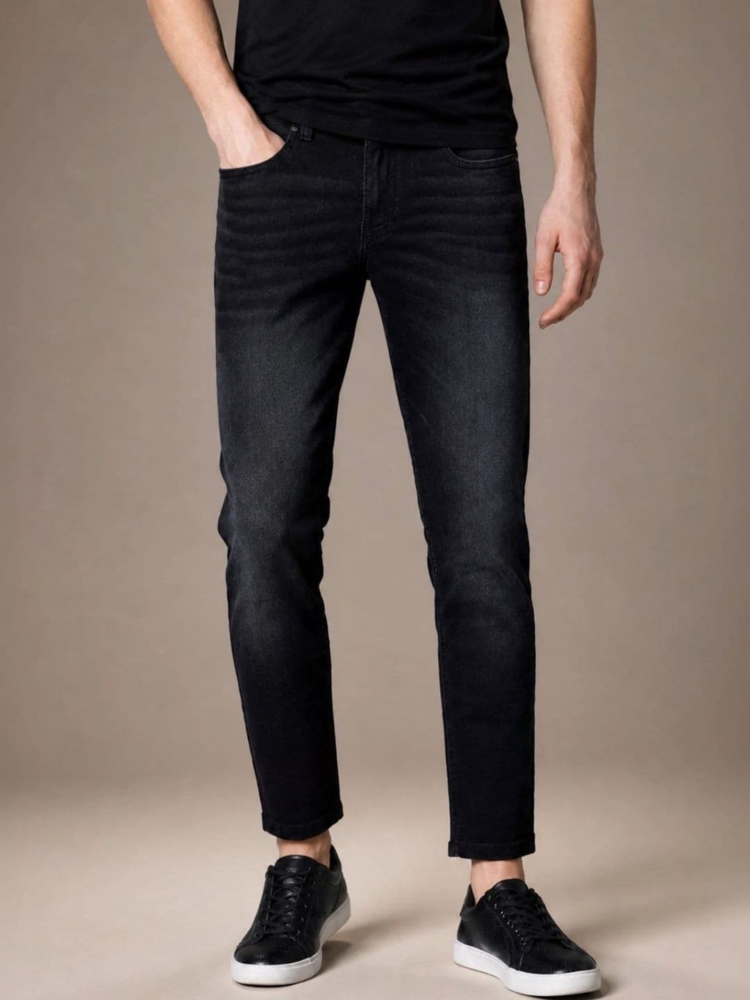 BREXX Men Jean Slim Fit Mid-Rise Low Distress Light Fade Stretchable Jeans - view 1