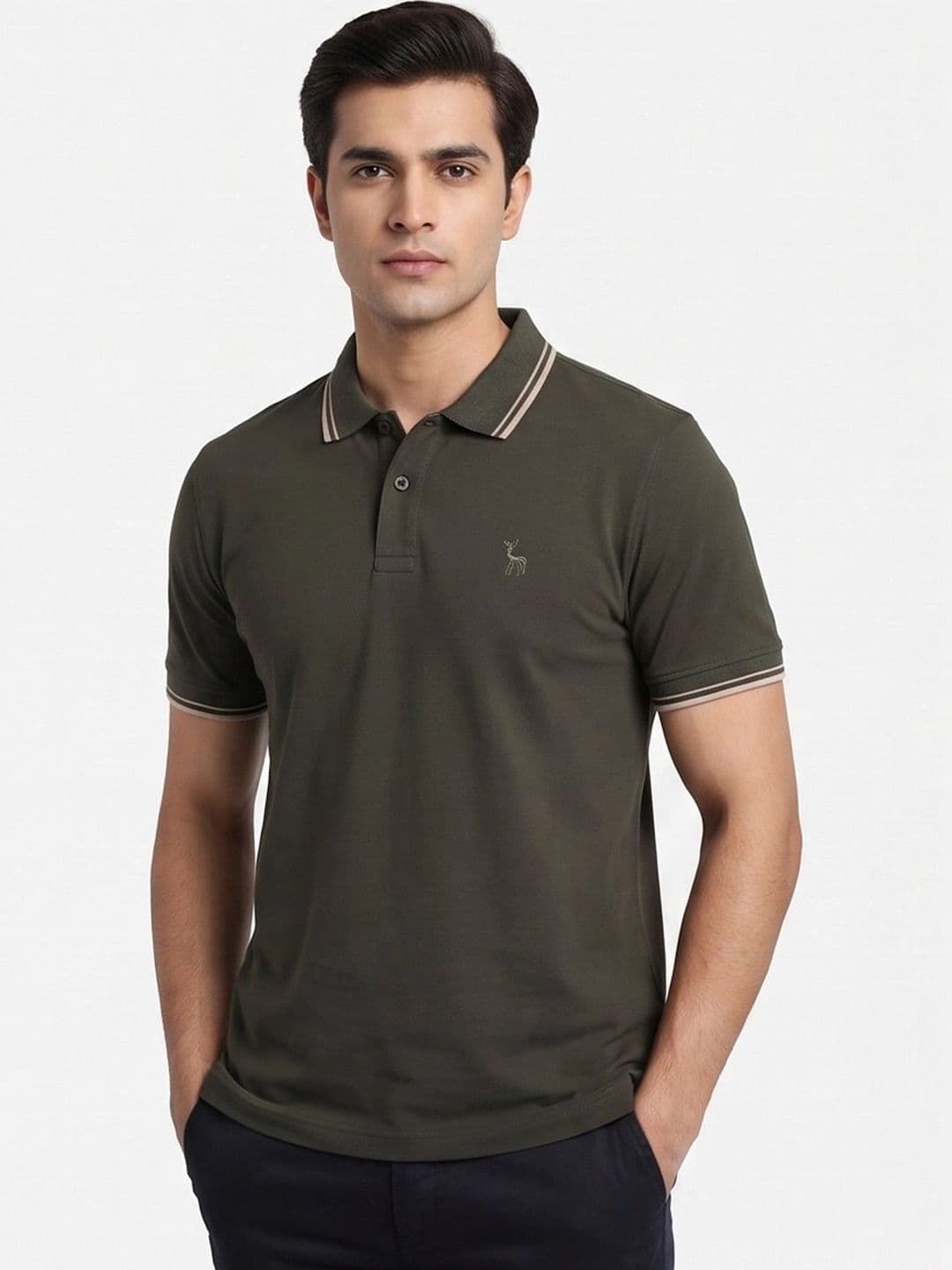 V-Mart Men Brand Logo Polo Collar T-shirt - view 1