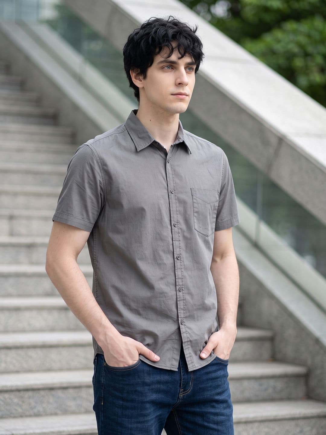 HERE&NOW Men Regular Fit Peach Premium Cotton Casual Shirt - view 1