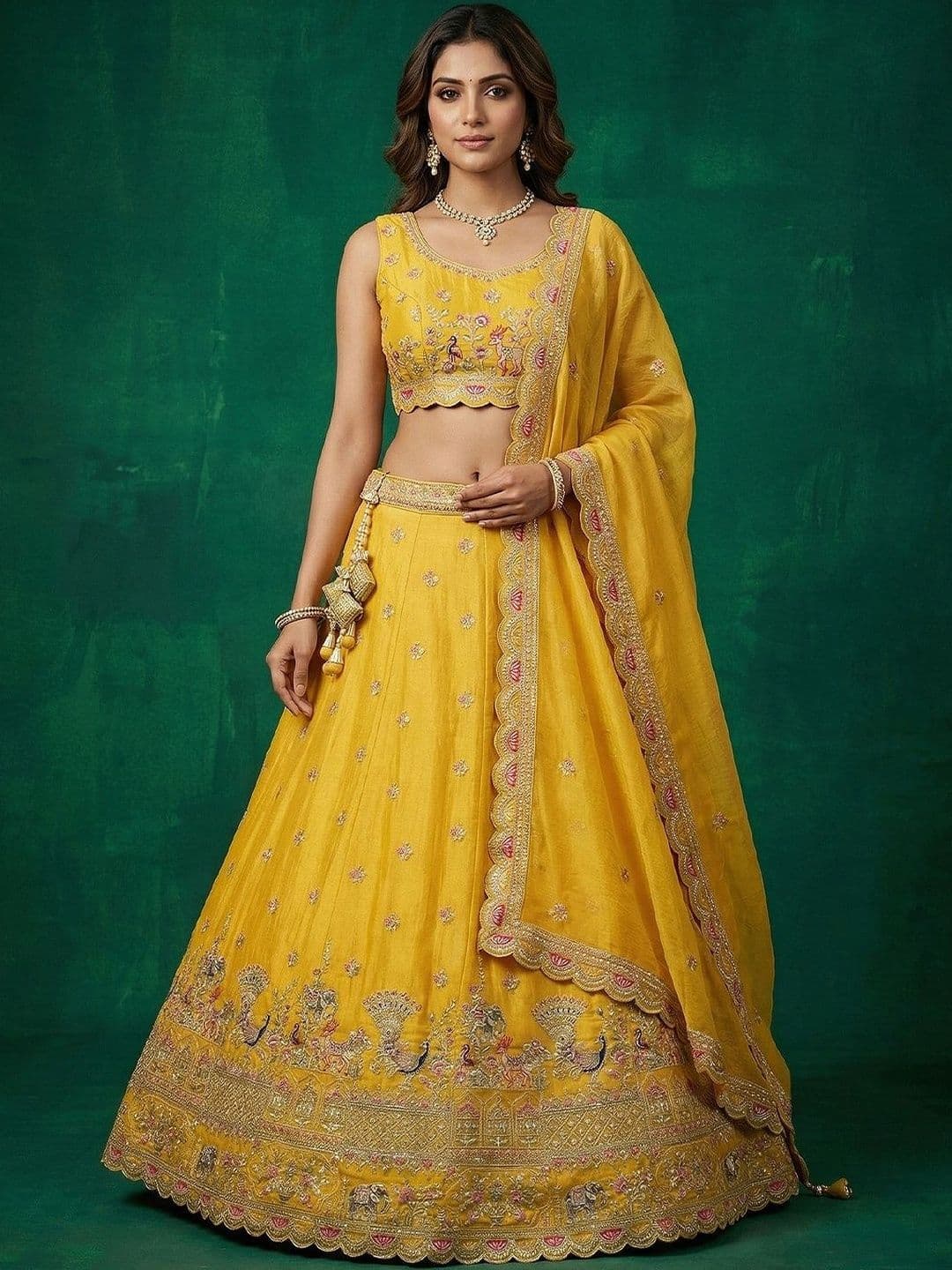 panchhi Embroidered Sequinned Semi-Stitched Lehenga & Blouse With Dupatta - view 1