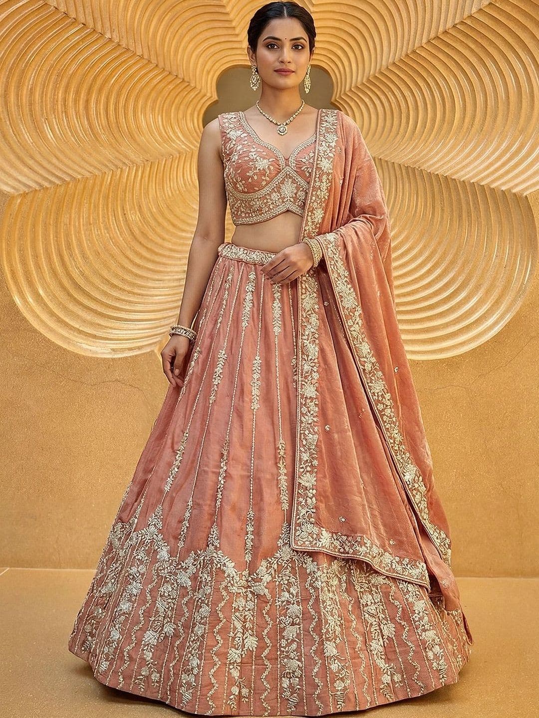 panchhi Embroidered Sequinned Semi-Stitched Lehenga & Blouse With Dupatta - view 1